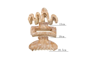 Detailed size specifications for three different marble pattern hair claw clip styles