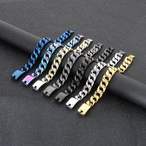 Bracelet Chaîne Gourmette Homme Acier Inoxydable 316L Punk Hip Hop Bijoux Métal Lourd Poli Lisse