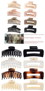 Matte and glossy large claw clips set in various colors for thick hair styling