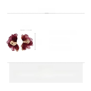 Spécifications de taille détaillées pour boucles d'oreilles fleurs en mousseline bordeaux