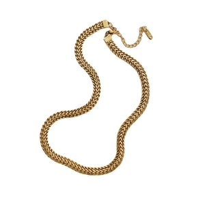 Flat woven gold snake chain necklace in stainless steel with lobster clasp and K18 tag