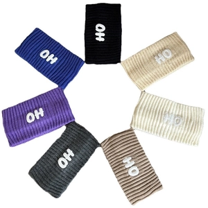 Extra wide knitted sports headbands in 7 colors with OH embroidery for tennis and running