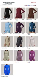 Detail showing 13 colors of seamless stand collar zip-up yoga sets for fitness training