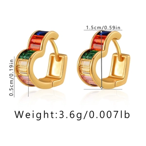 Detailed view of 18K gold plated heart earrings showing 1.5cm diameter measurements