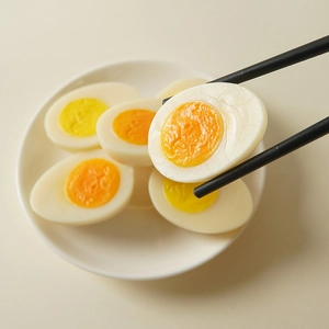 Lifelike PVC boiled egg half food model for decoration and crafts with realistic texture
