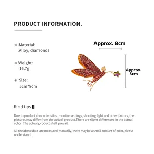 Detailed view of fairy wing brooch with dimensions of 5cm by 8cm and 16.7g weight