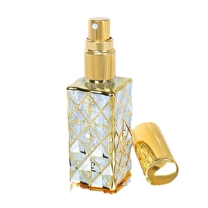 12ML square glass perfume bottle with gold spray nozzle and luxury diamond pattern