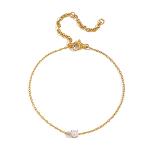Bracciale minimalista in acciaio inossidabile placcato oro 18K con perla bianca centrale