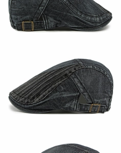 Détail de la boucle en laiton réglable et texture denim délavé sur la casquette