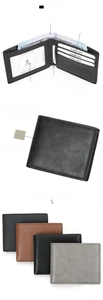 Detailed view of vintage leather bifold wallet with RFID blocking slots and card window