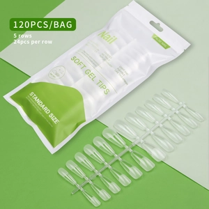 120pcs transparent soft gel tips for nails pre-shaped ballet style 5 rows standard size