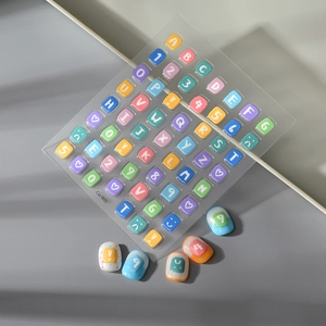 3D jelly alphabet and number nail art stickers in colorful macaron shades Co-009