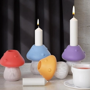 3D mushroom silicone mold for DIY concrete candle holders and hydroponic flower vases