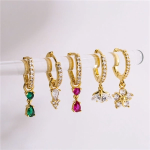 Eleganti Orecchini A Cerchio In Rame Zirconia Scintillante Geometrico Floreale Goccia D'acqua Gioielli Di Moda Donna