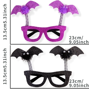 Halloween bat glasses with glitter wings and fuzzy pom poms for party costumes