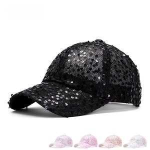 Glitzernde Pailletten-Netz-Baseballkappe für Damen mit atmungsaktivem Sonnenschutz in Schwarz