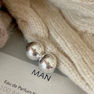 Minimalist 925 Sterling Silver Stud Earrings Semi Circle Hemisphere Glossy Mirror Polished Geometric Jewelry For Women