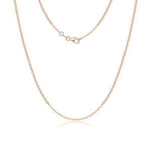 Detail view of 925 sterling silver cable chain necklace in rose gold with lobster clasp