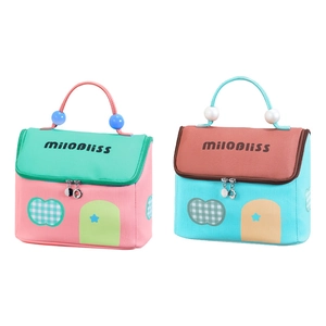 Large capacity house-shaped wash bags in pink-green and blue-pink colorful PU leather