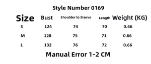 Detailed size chart for loose fit lapel trench coat showing chest and length measurements