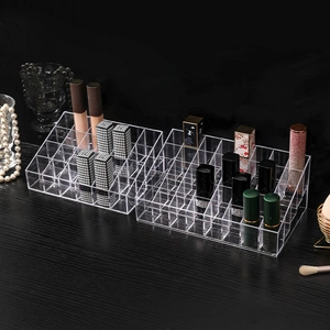 Clear Acrylic Lipstick Organizer Multi Grid Tiered Cosmetic Storage Rack For Desktop Vanity Table Makeup Display