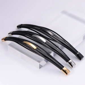Close-up of multilayer PU leather bracelets with black, silver, and gold magnetic metal clasps
