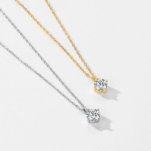 S925 sterling silver solitaire diamond pendant necklace in gold and silver finish
