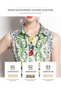 Détail de la robe vintage sans manches à fleurs avec imprimés botaniques doux et aérés