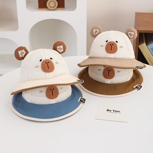 Breathable mesh sun hats for toddlers with cute 3D bear ears and animal design