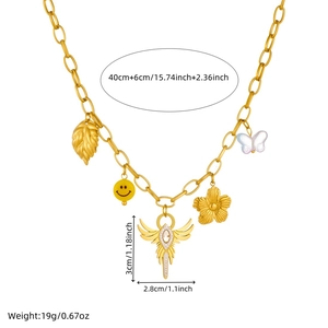Goldene Halskette mit Schmetterling-Anhänger und Flügeln, Details zur 40+6cm Kettenlänge