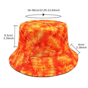 Reversible orange tie-dye bucket hat for women with size measurements 56-58cm