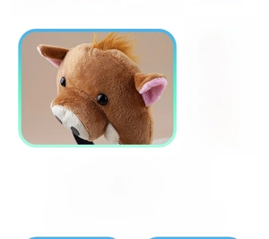Detailed view of the 3D plush brown wild pig headband featuring soft cotton stuffing