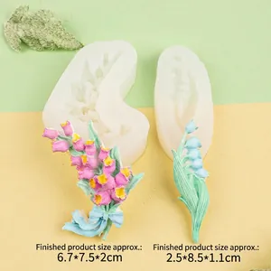 Tulip and lily of the valley silicone molds for DIY floral fondant and plaster decor