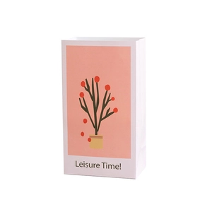 Artistic oil painting style paper gift bag with pink fruit branch illustration for candy