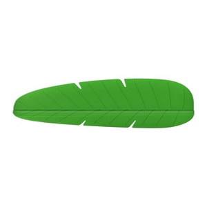 Close-up of green leaf-shaped silicone baby bath brush showing detailed leaf vein texture