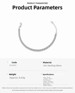 Detail view of 925 sterling silver tennis bracelet with 4mm cubic zirconia stones