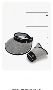UPF 50+ foldable sun visor hat with G-letter detail showing open and stored state