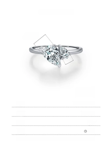 Detailed specs of S925 silver ring featuring pear-cut stones with size measurements