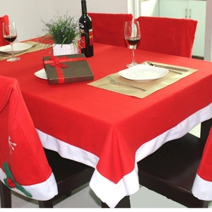 Christmas Tablecloth And Chair Covers Non-woven Red White Snowflake Pattern Festive Dining Decor