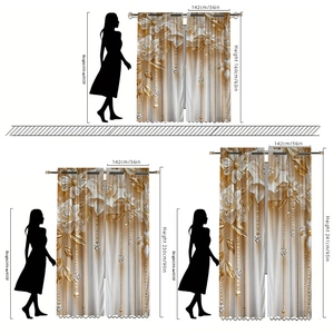 Size chart for 3D floral velvet curtains showing heights of 160cm, 230cm and 241cm