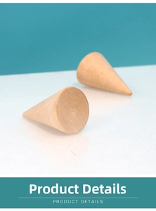 Macro view of solid wood cone ring display stands showing natural wood grain texture