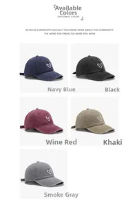 Detailed grid view of five colors of heart embroidered washed cotton baseball caps