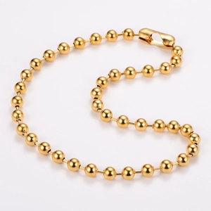 Detail of 10mm 18k gold plated stainless steel bead chain with a secure lobster clasp