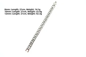 Tabella taglie bracciale a catena cubana con larghezze 8mm, 10mm e 12mm in acciaio inox