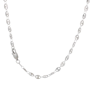 Elegant silver pig nose link necklace with minimalist coffee bean chain and lobster clasp