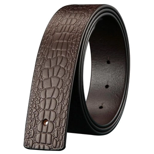 Men Genuine Leather Belt Strap Crocodile Pattern Embossed No Buckle Replacement Waistband Business Casual