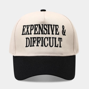 Two-tone baseball cap with Expensive & Difficult embroidery and black contrast brim