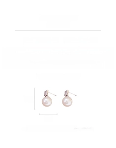 Detailed size chart for pearl earrings showing 1.6cm height and 1cm width specifications