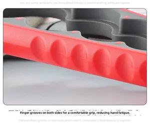 Close-up of ergonomic non-slip handle with finger grooves for 4-in-1 bottle opener
