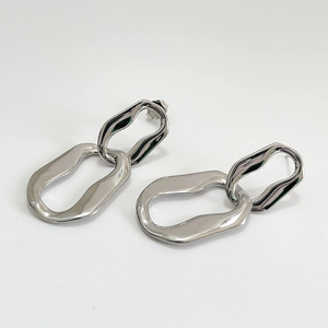 Modern 925 sterling silver geometric double hoop earrings with a sleek industrial design